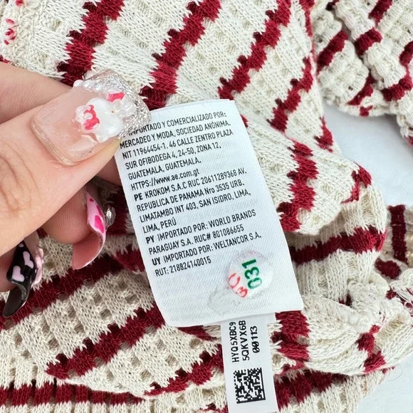 American Eagle M Lived-In Waffle Knit Striped Oversized Sweater Coastal Casual - Picture 11 of 14